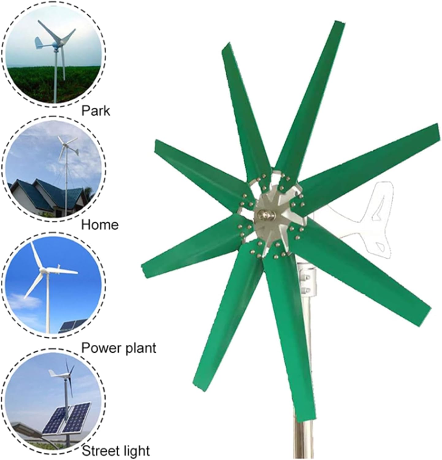 Low Start Windmill Speed 3000W Wind Turbine 12V 24V 48V 220V 8 Blades Power Wind Turbine Generator with Controller for Home, Business,Street Lighting