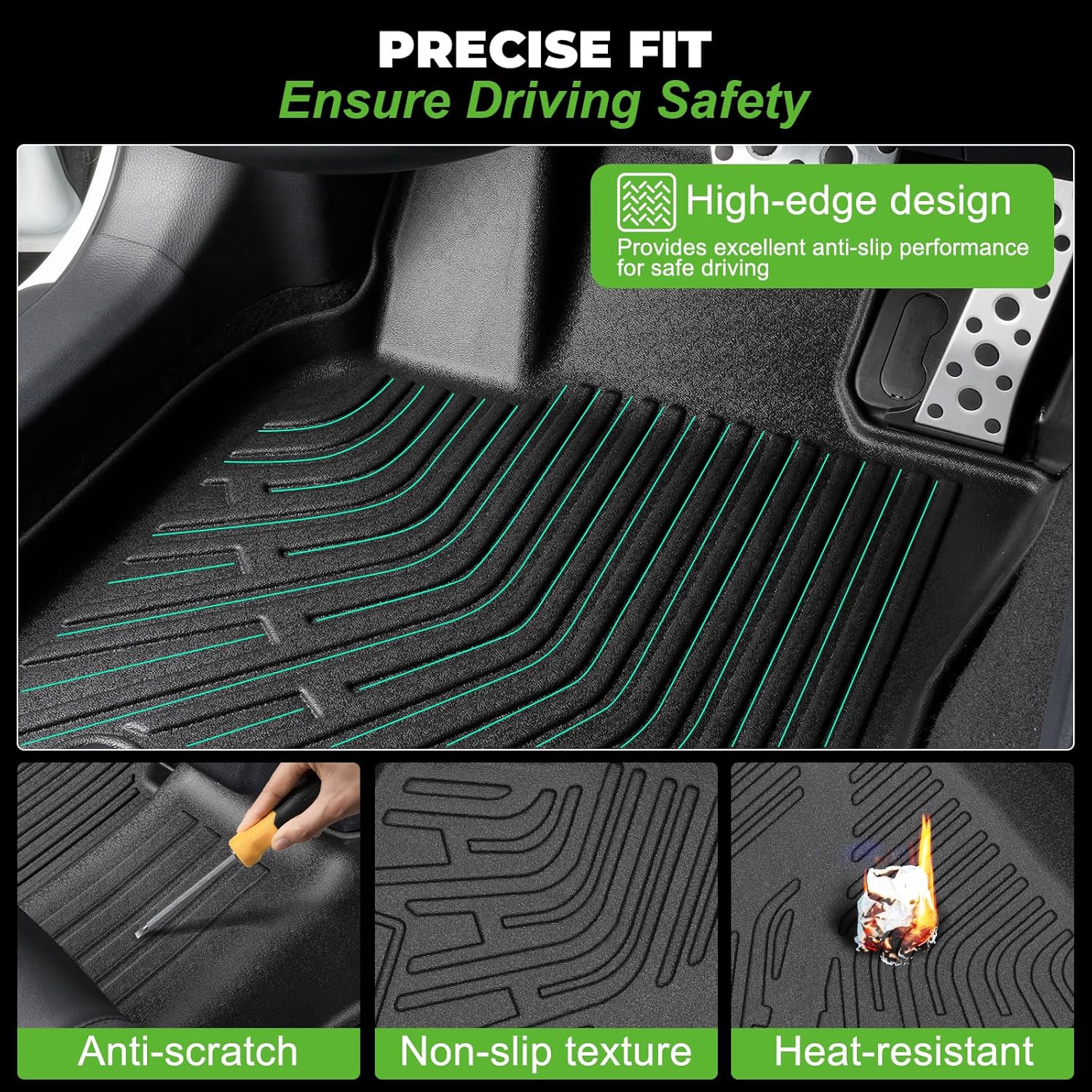 Floor Mats & Cargo Liner Fit for 2020-2024 Cadillac XT6 (6 Seats),All Weather Protection TPE Anti-Slip Automotive Full Set Floor Liners with Backrest Mats Custom Cadillac XT6 Accessories