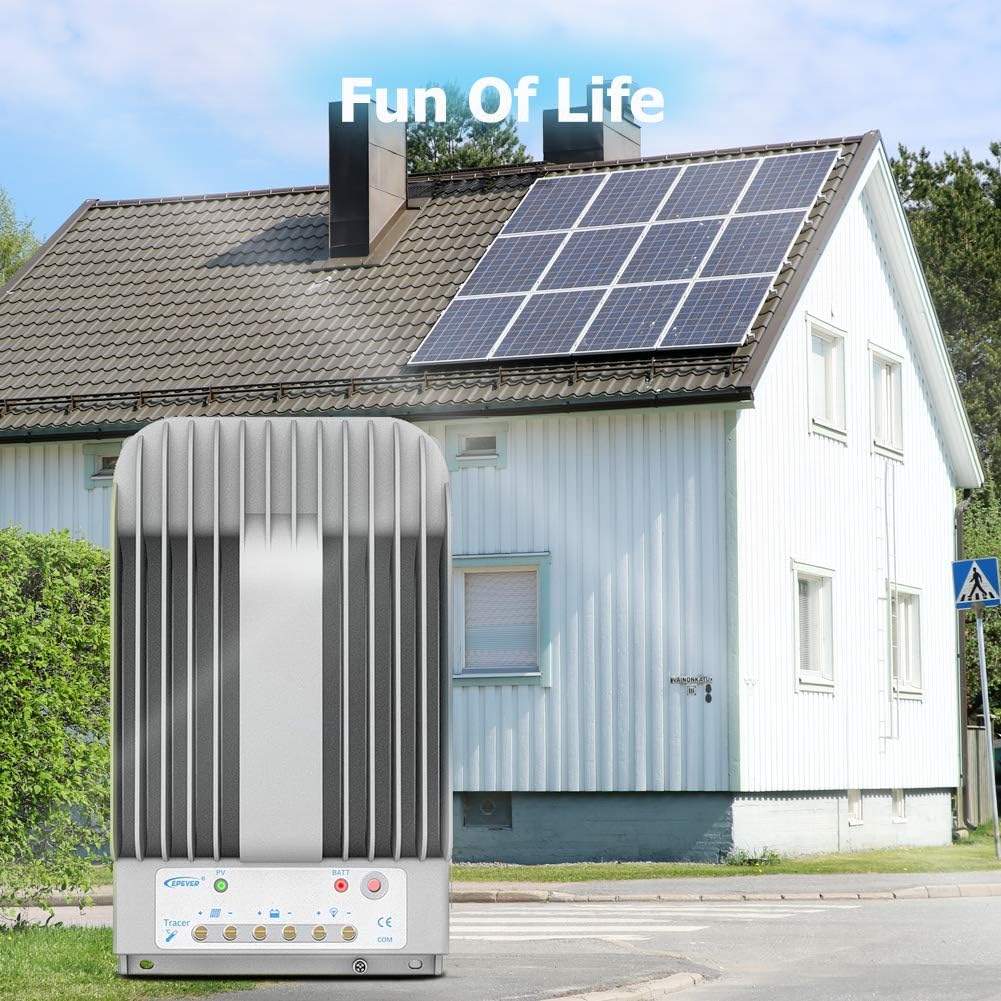 EPEVER 40A MPPT Solar Charge Controller 12/24VDC Automatically Identifying System Voltage with MT52 Remote Meter &Temperature Sensor RTS &Communication Cable RS485