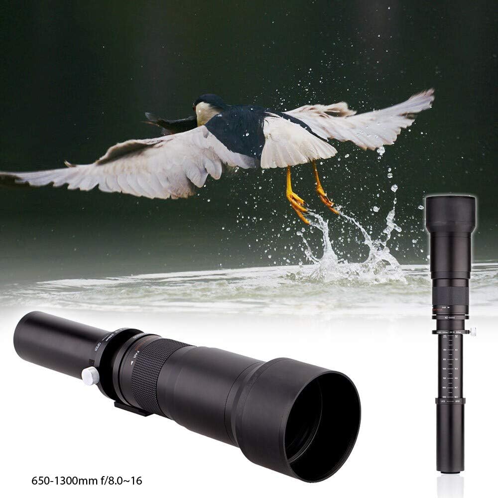 Super 650-1300mm f/8 Manual Telephoto Zoom Lens for Canon EOS EF-S DSLR Cameras with T-Mount + Photo Essential Accessory Kit