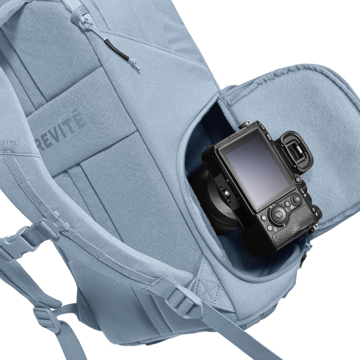 BREVITE - The Jumper - Compact Camera Backpacks for Photographers - A Minimalist & Travel-friendly Photography Backpack Compatible With Both Laptop & DSLR Accessories 18L (Misty Blue)
