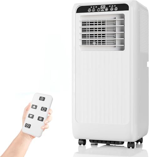 8000 BTUs Portable Air Conditioner, Cooling, Dehumidifying, Fan 3-in-1 Mode, with Remote Control & Retractable Window Kit, 24H Timer, LED Display, Cools up to 350 Sq. Ft. for Small Apartments