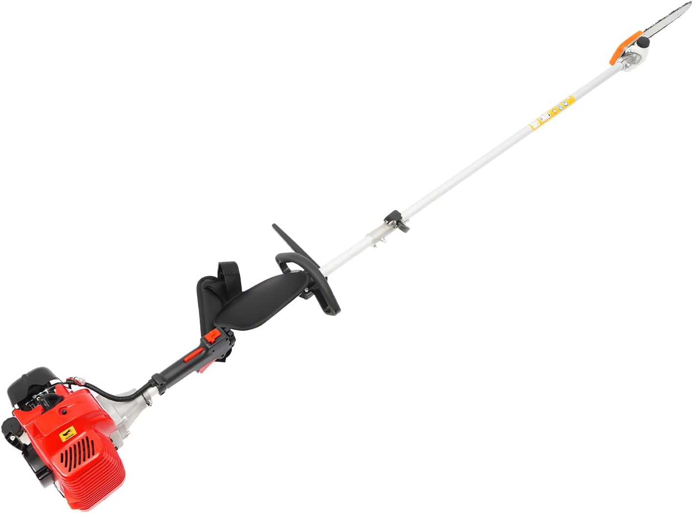 Gas Pole Saw 43CC 2-Stroke Gasoline Powered Pole Chainsaw with Manganese Steel Chain and Adjustable Extendable Pole for Efficient Garden Trimming and Pruning