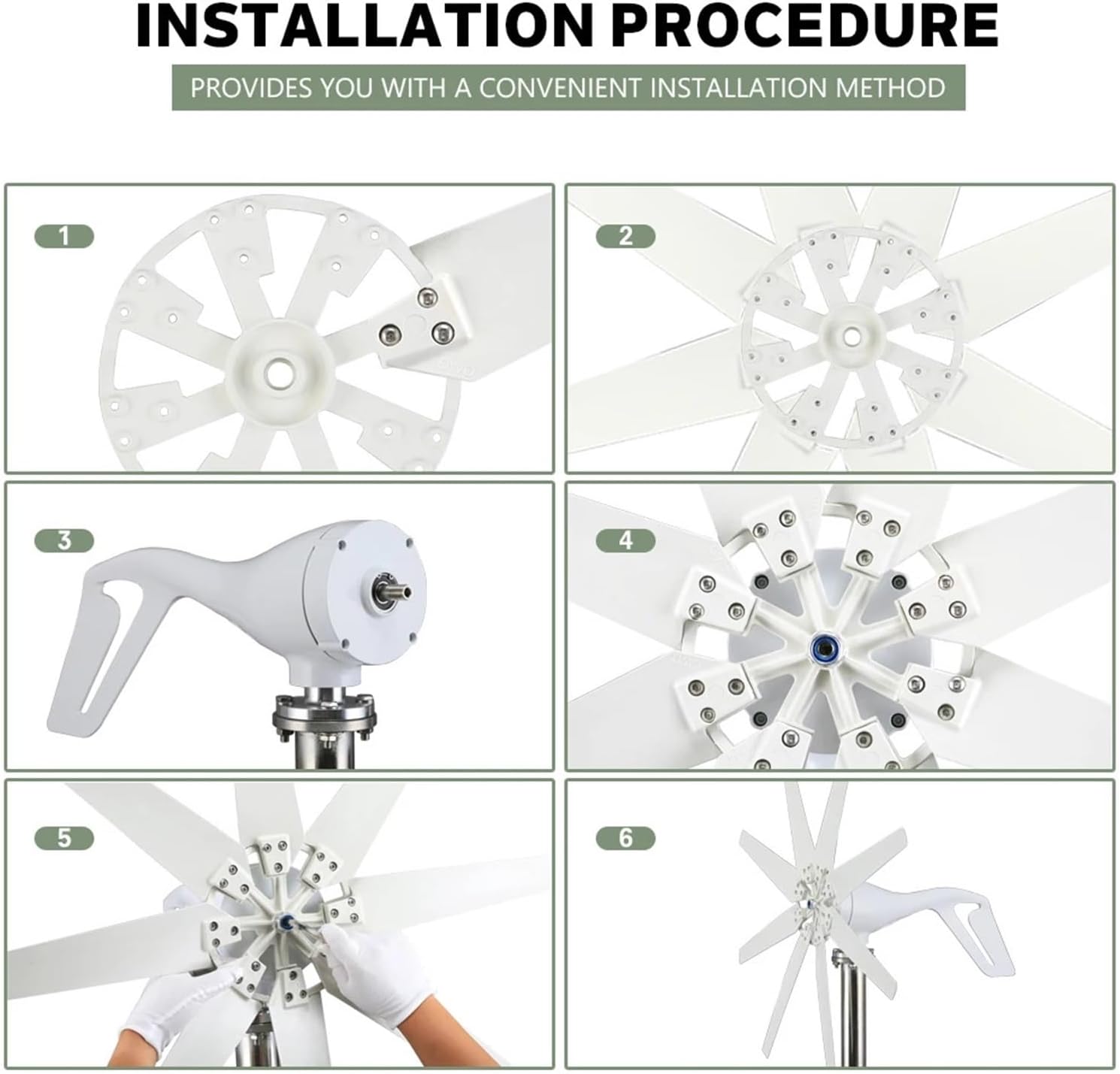 1000W Horizontal Wind Turbine Generator Kit 12V/24V/48V Low Noise Wind Turbine Kit with MPPT Controller Low Starting Speed for Home(Model3,24V_1000W)