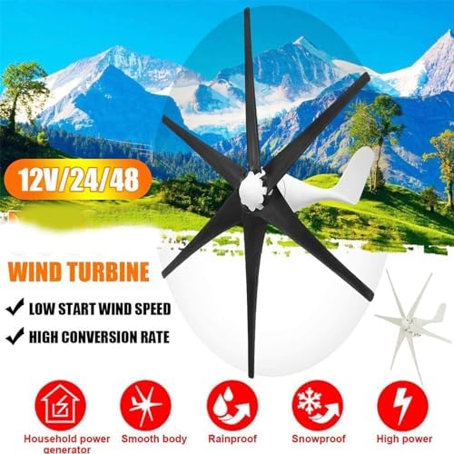 10000W Vertical Wind Turbine Generator 12V-220V, Low Wind Start, Permanent Magnet, Household Windmill for Eco-Friendly Energy (Black)