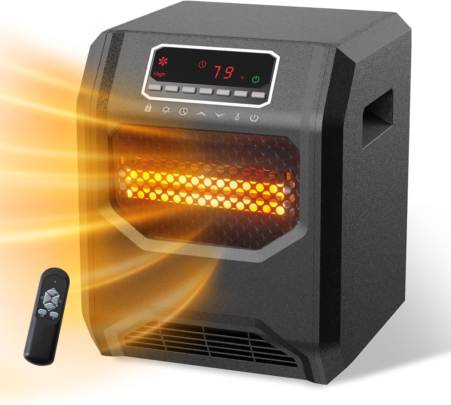Infrared Space Heater 3 Mode 1500W Electric heater with 6 Quartz Infrared Element Child Lock Timer Remote for Indoor Use WEWARM