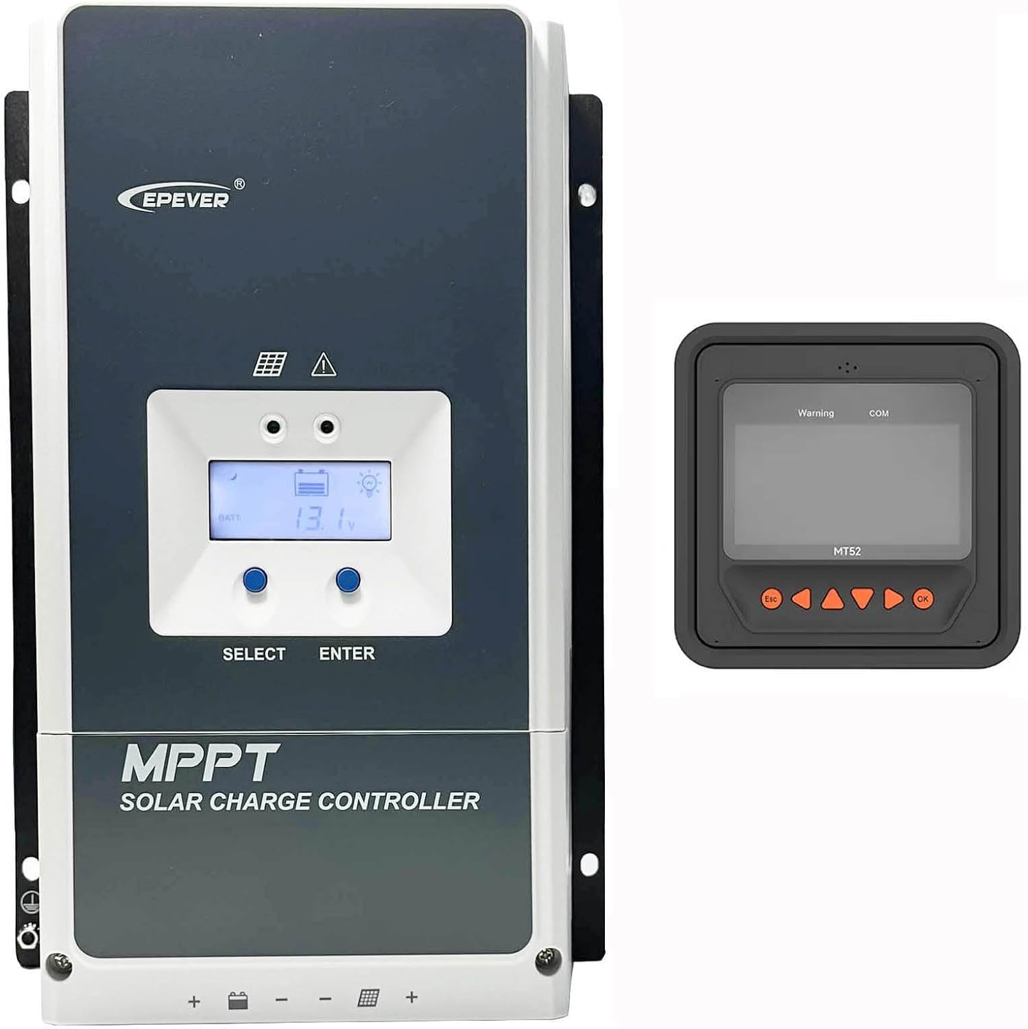 EPEVER 60A MPPT Solar Charge Controller Max PV Input 200V with MT52 12V/24V/36V/48V Auto Identify Support All Kind of Battery Type(Tracer6420AN52)