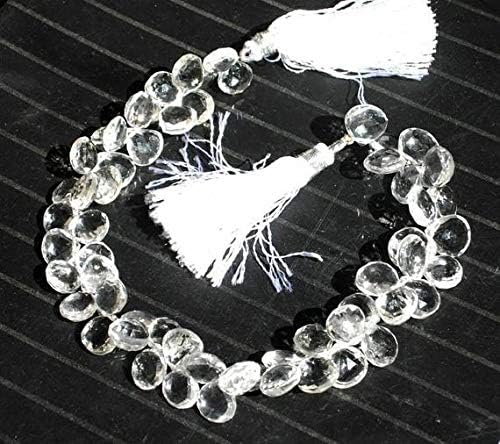 13 inch natural beads strand of 9-10mm faceted heart crystal quartz gemstone briolletes beads for DIY jewelry - necklace, bracelet, earring, ring.