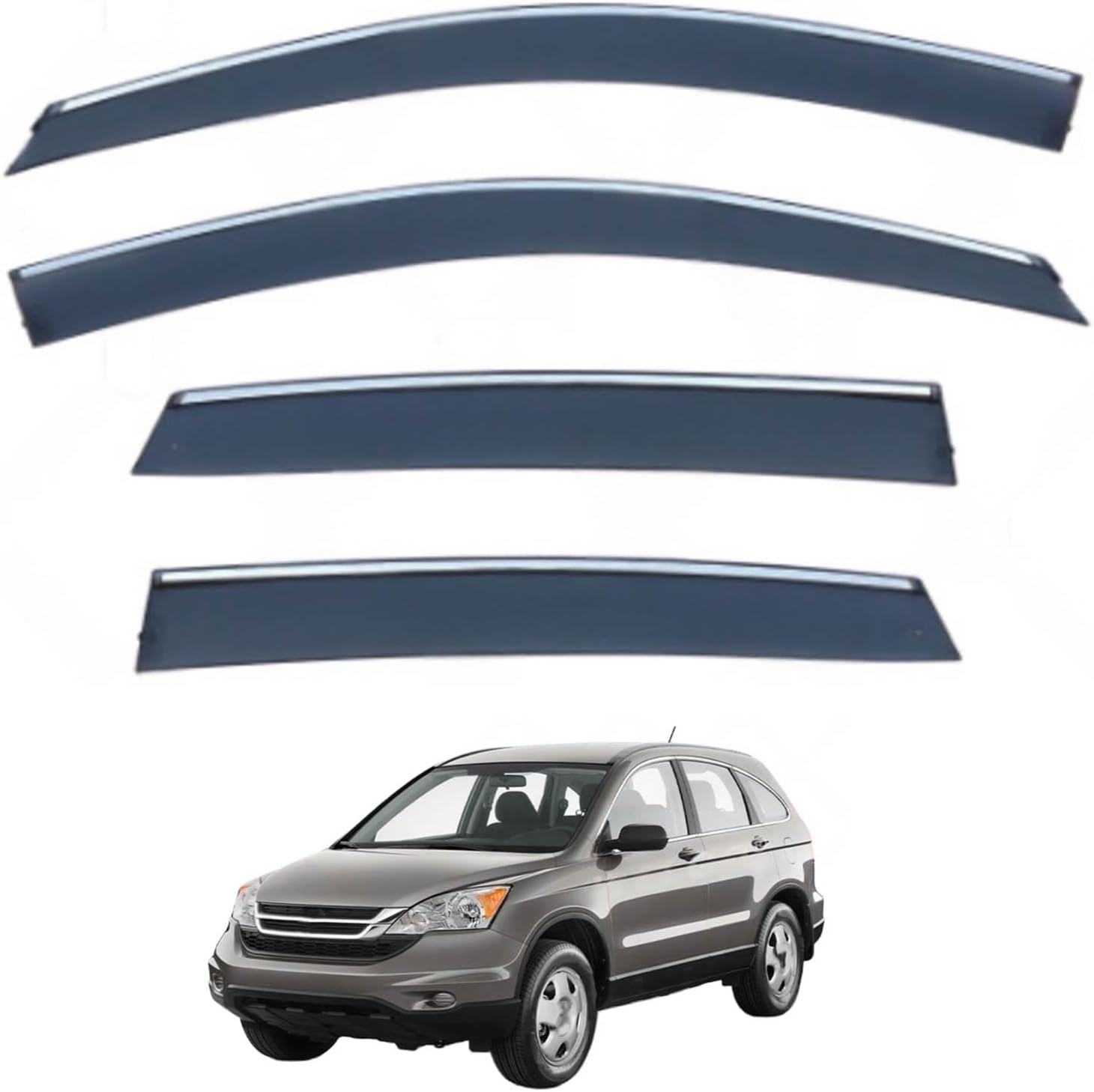 Window Deflectors for CRV MK3-RE 2007-2011, Sun Rain Guard Window Visors Vent Shades with Bright Stripes Car Accessories