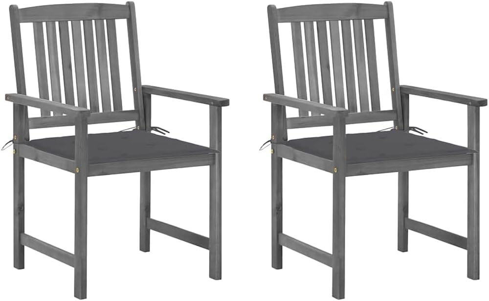 Patio Chair Patio Chairs with Cushions 2 pcs Gray Solid Acacia Wood