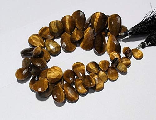 13 inch natural beads strand of 10-23mm faceted pear tiger's eye gemstone beads for DIY jewelry - necklace, bracelet, earring, ring.