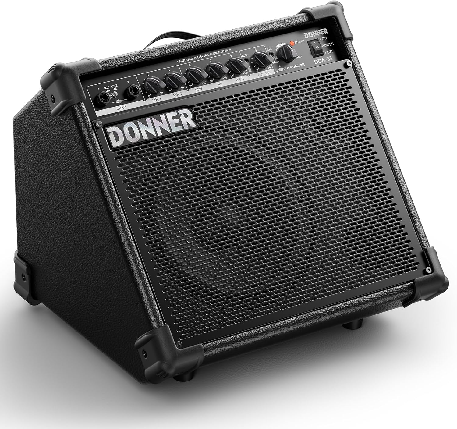 Donner 35-Watt Electronic Drum Amplifier DA-35, 2x8 Speakers, 2-Channel, 3-Band EQ, DI Out, Wireless Audio, Black, Compatible with Electronic Drum & Keyboard, Digital Modeling Amplifier