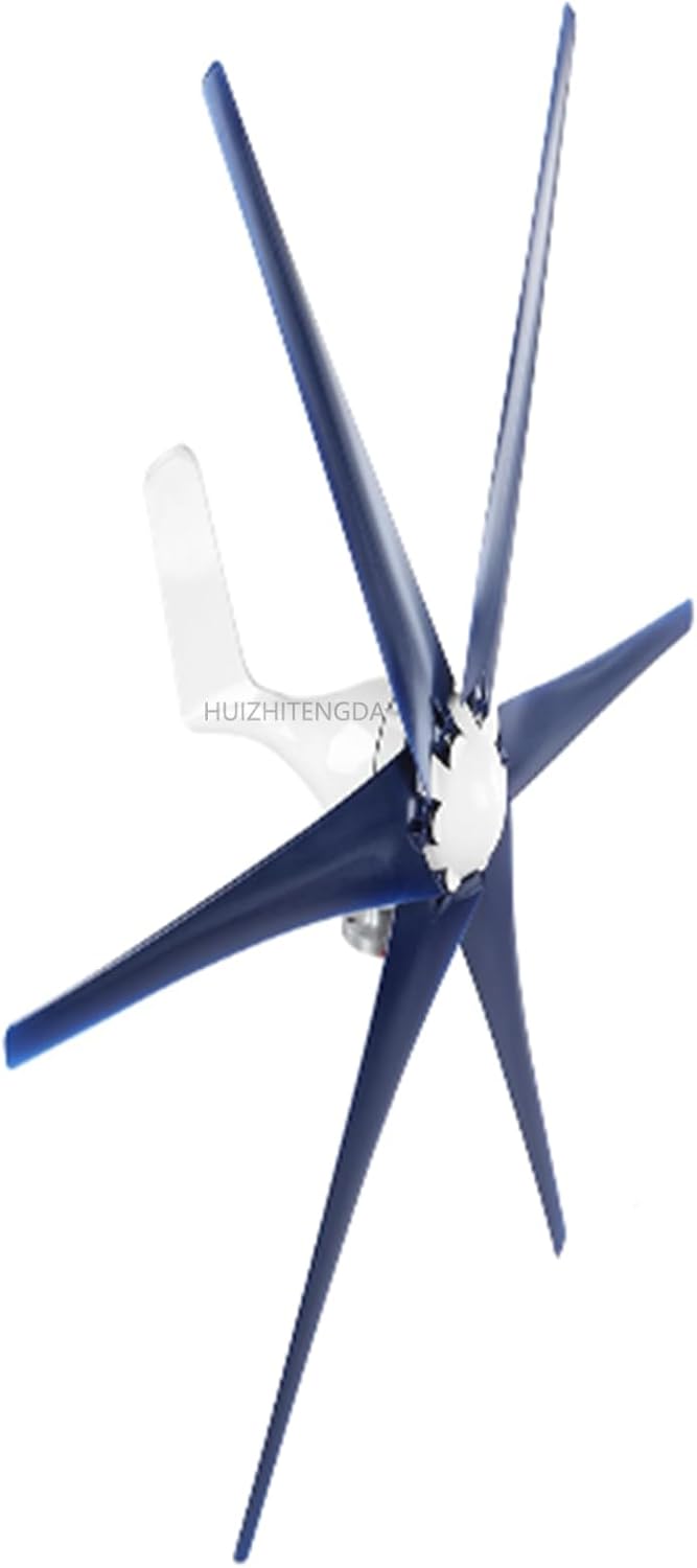 3000W 12V 24V 48V Horizontal Wind Turbine Generator with Controller 6 Blades Blue Horizontal Wind Turbine for Home Yacht Farm Street Lamps Use