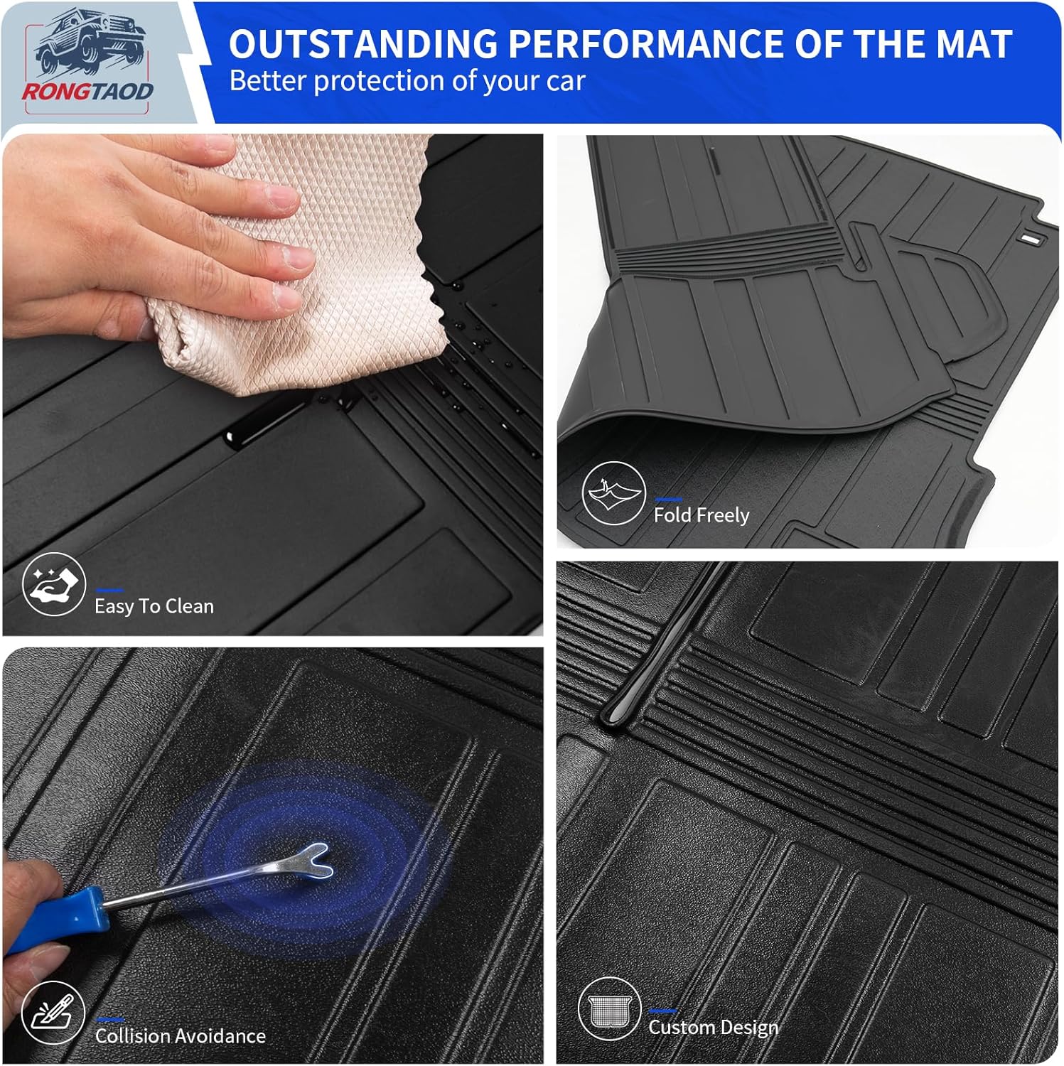 Rongtaod Floor Mat Compatible with 2020-2025 2026 Toyota Highlander Trunk Mat Cargo Mat Cargo Liner Back Seat Cover Floor Liner 2024 Highlander Accessories (Trunk Mat with Backrest Mat+Floor Mats)