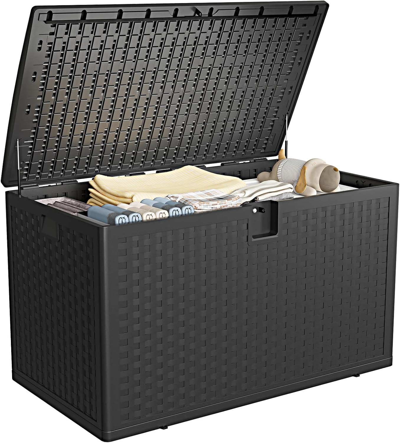 TrailBlaze 120 Gallon Pro Outdoor Storage Box Waterproof Lockable Resin Deck Box, Patio Storage Bin for Pool Accessories Cushion Furniture, Garden Tools, UV-Resistant, Black