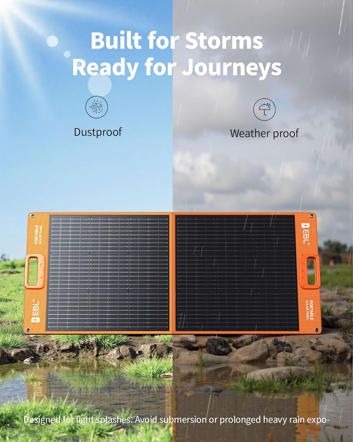 EBL Solar Panel 100W Portable Solar Panel (Upgraded) for 240/300/500/1000/1500/2000 Power Station, with Adjustable Kickstand and Parallel Cable, Waterproof IP65 for Outdoor Camping Hiking RV Trip