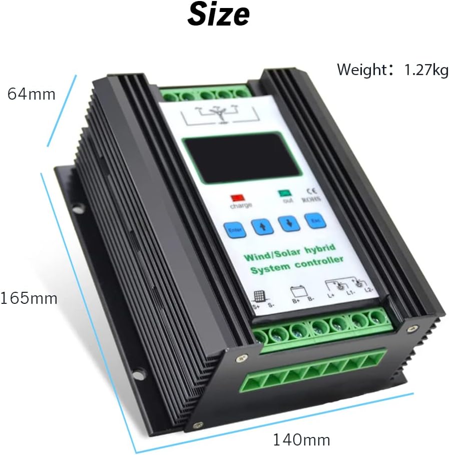1000W Wind Solar Hybrid Charge Controller PWM 600W Wind + 400W Solar Boost Charge Technology Digital Intelligent Regulator with LCD Display