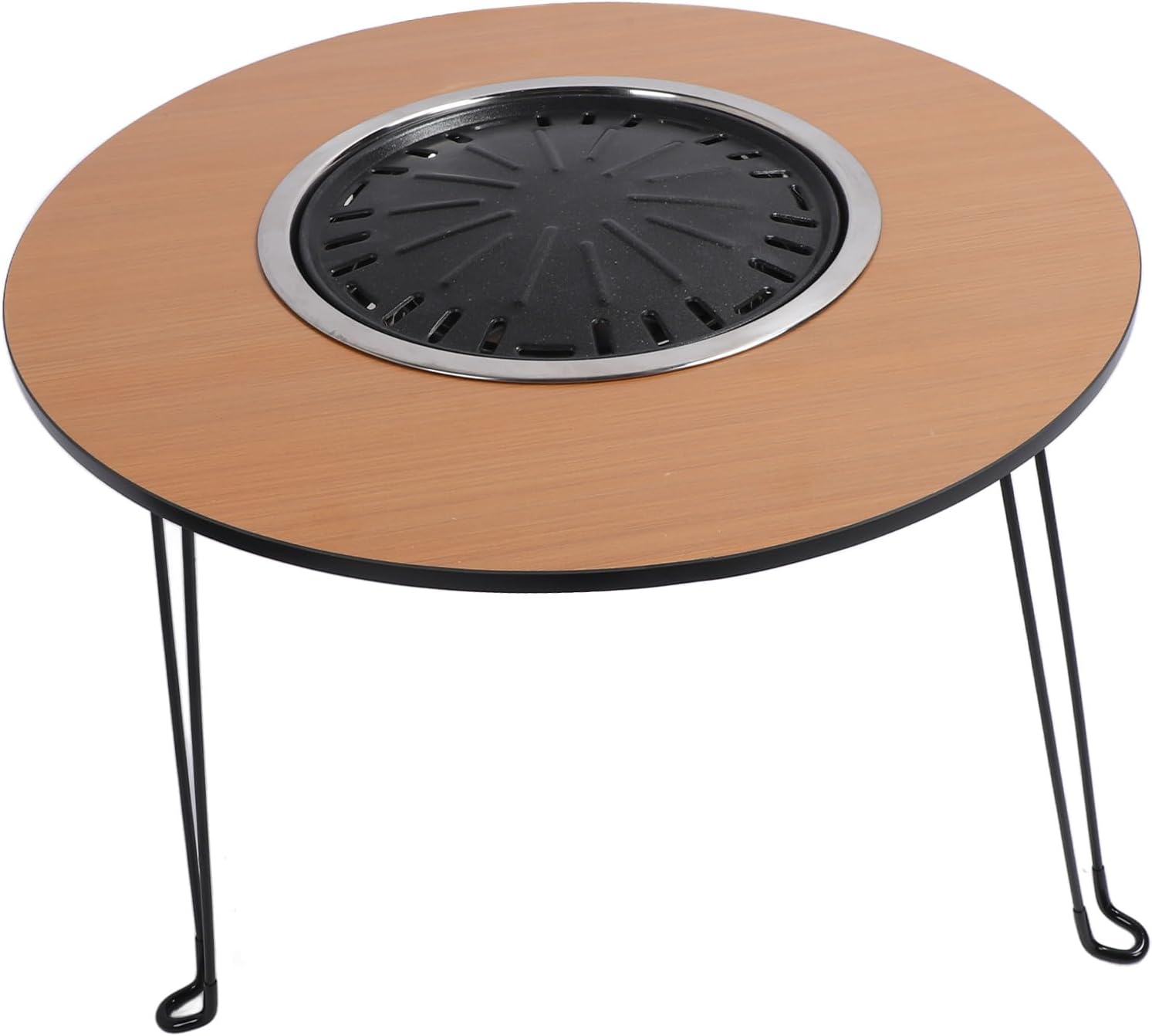 Eight Piece Set Wood Fire Pit Table with Folding Design for Outdoor Camping Indoor Grilling and Tea Brewing in Portable Burning Firepit for Camping Adventures