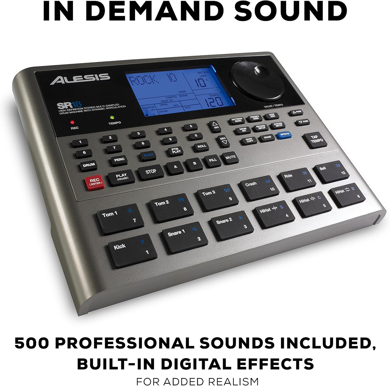Alesis SR-18 Studio Drum Machine With 500 Sounds & Alesis ASP-1 MKII Sustain Pedal