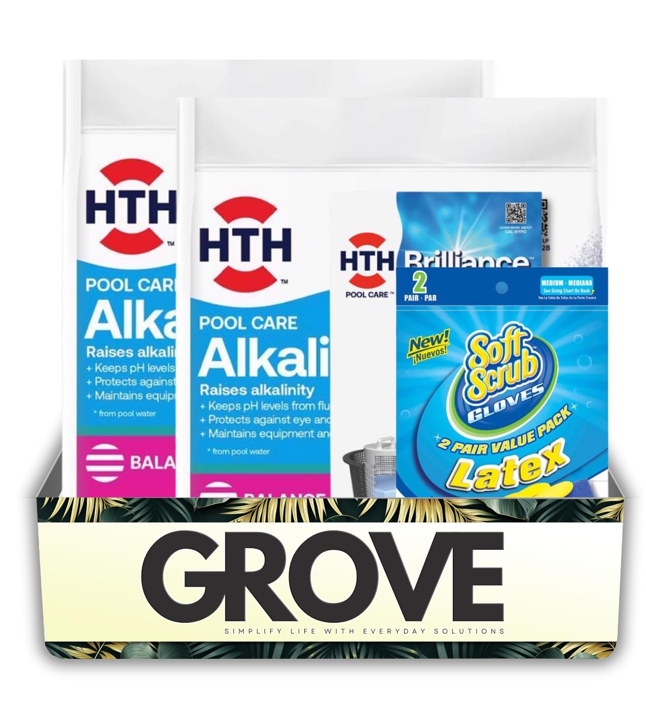 2x HTH Granule Alkalinity Increaser for Swimming Pools 5 lb Bundle with Skimmer Basket Insert & Cleaning Gloves – Raises Alkalinity, Stabilizes pH, and Supports Pool Maintenance – Gift Set (4 Items)