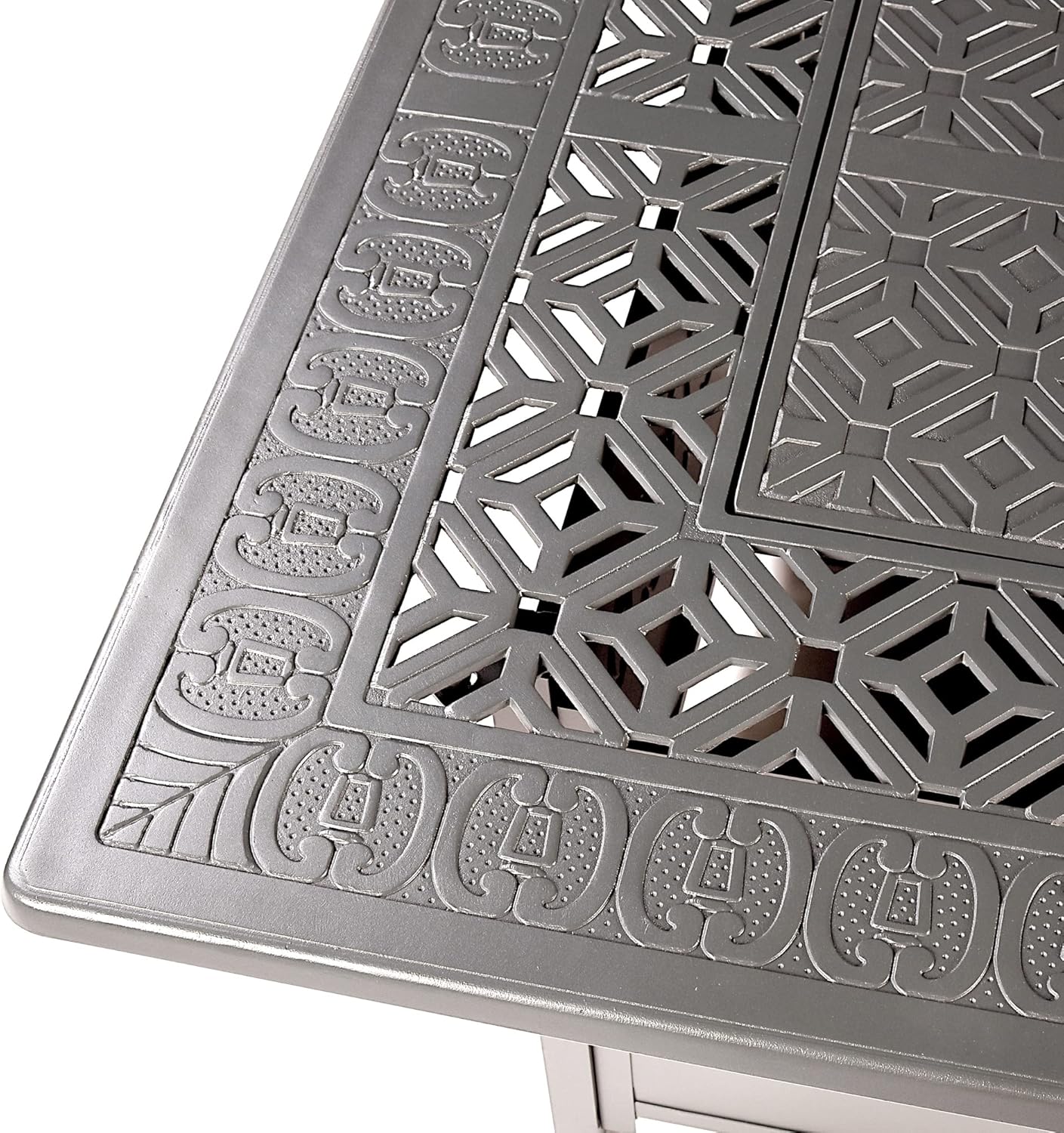 Square 42 in. x 42 in. Aluminum Propane Fire Pit Table with Glass Beads, Two Covers, Lid, 57,000 BTUs in White Finish