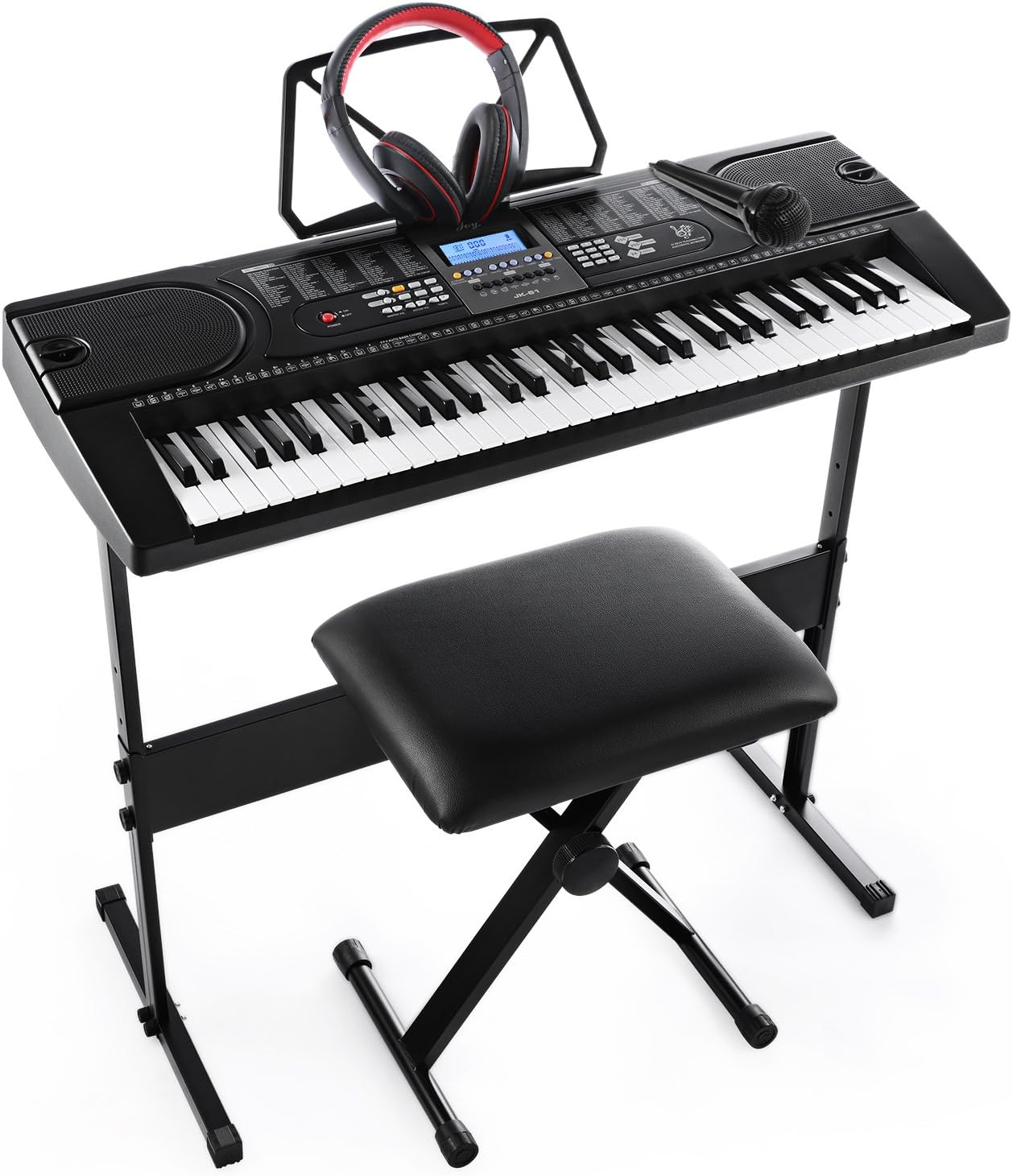 61-Key Electronic Keyboard Pack with Headphones,Microphone,Stand,Stool,and Power Supply-The electronic keyboards (Pack of 1)