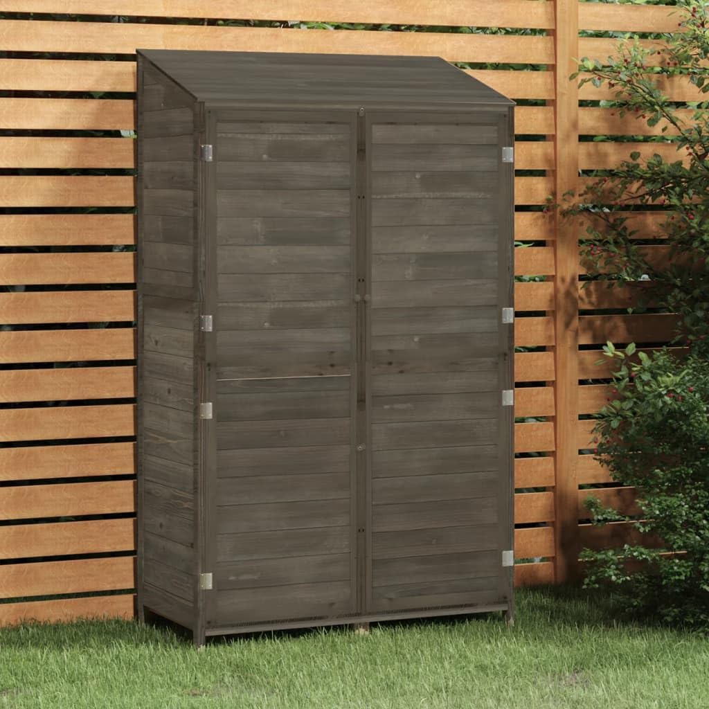 Solid Fir Wood Anthracite Garden Shed - Medium Outdoor Storage Shed for Backyard, Garage Tools and Garden Accessories with Rustic Design and Simple Assembly