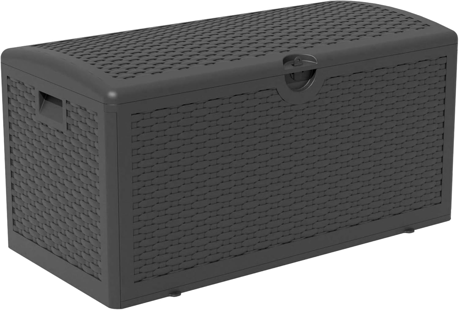 90 Gallon Resin Deck Box, Waterproof Outdoor Storage Bin for Patio, Poolside, and Garden, Lockable & UV-Resistant, Ideal for Small Spaces, Black