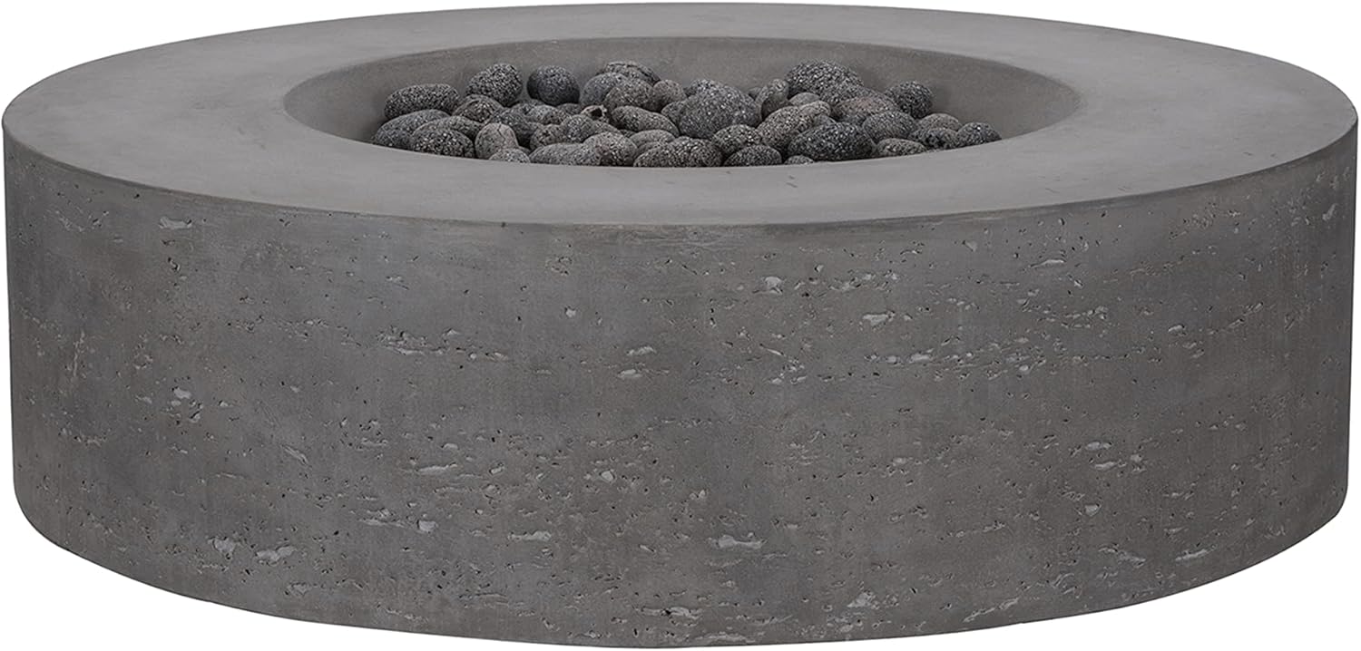 Pyromania Genesis Outdoor Concrete Fire Table, 41 Inches Round - Propane Model in Slate Gray Color