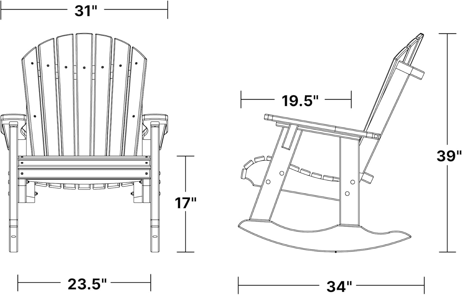 Wildridge Heritage Adirondack Rocking Chair, Cherrywood and White - Outdoor Weather Resistant HDPE Rocking Chair for Patio, Deck, Fire Pit