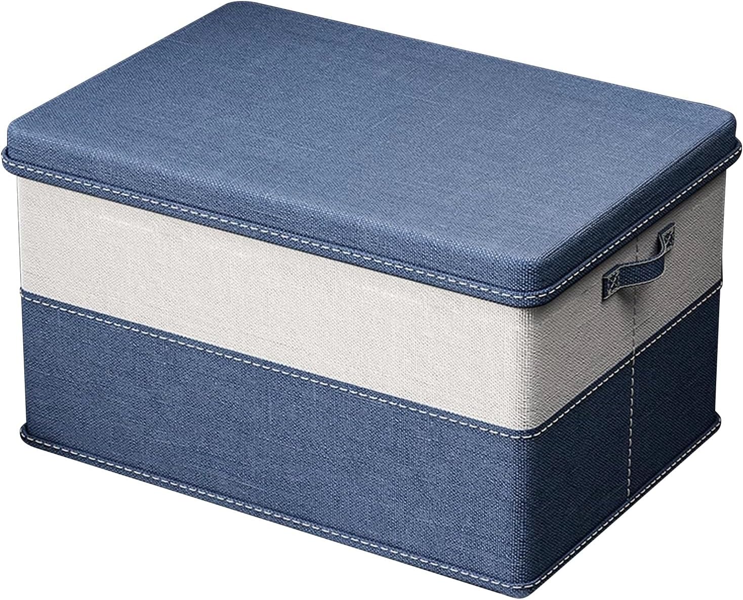 Waterproof Storage box Book Storage box Cotton Linen And PP Board Material Suitable for Car Trunk Home Office Large Capacity Portable Handle Multiple Sizes(Blue,58x40x38cm/23x16x15in)