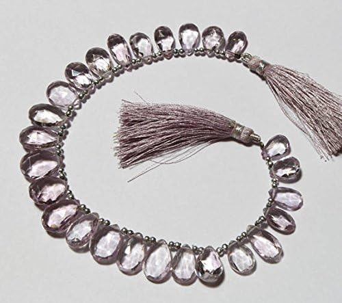 13 inch natural beads strand of 11x7-16x11mm faceted pear pink amethyst gemstone briolletes beads for DIY jewelry - necklace, bracelet, earring, ring.