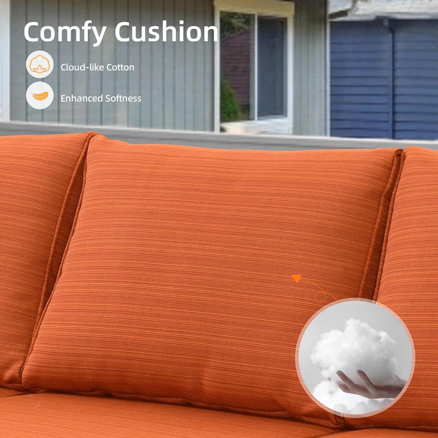 Wicker Patio Furniture Sets w/Fire Pit Table, All Weather Outdoor Furniture Conversation Set, 7-Piece Patio Sectional Sofa for Backyard Garden Lawn, Red