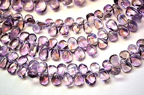 13 inch natural beads strand of 6x9-7x12mm smooth pear ametrine gemstone briolletes beads for DIY jewelry - necklace, bracelet, earring, ring.