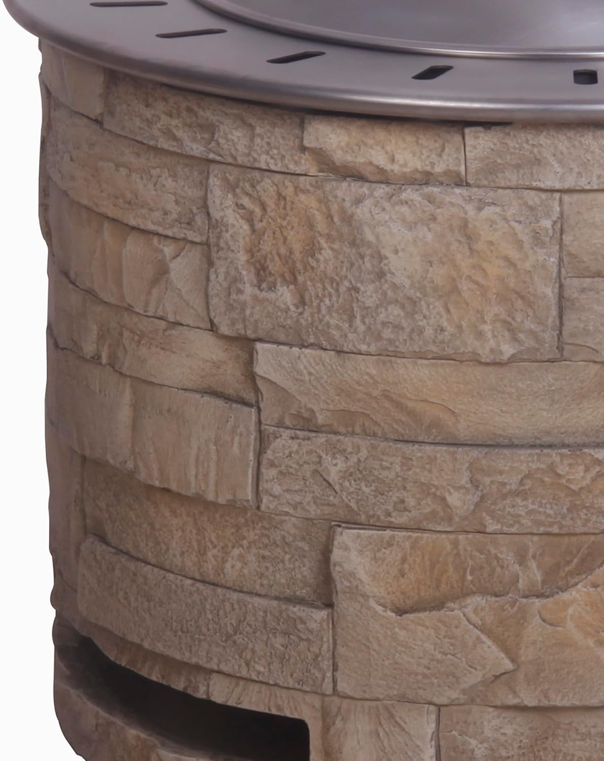 20.5 Inch x 15 Inch Round Stainless Steel Smokeless Firepit with Wood Pellet/Twig/Wood As The Fuel, Stack Stone Look, Yellow