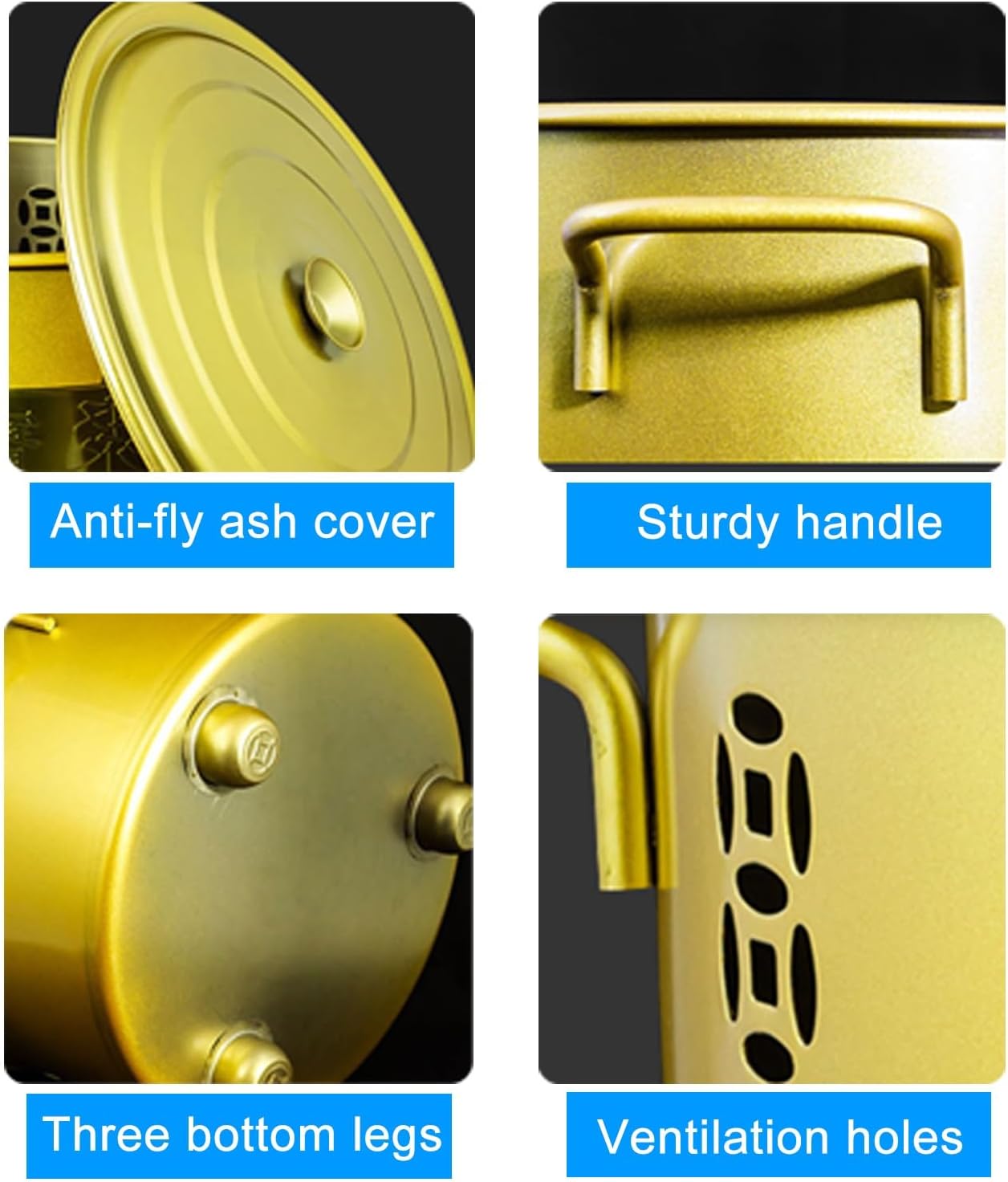 Garden Incinerator Fire Pit Outdoor Metal Trash Burn Cage can with Fire Hook and Grid, for Fallen Leaves Yard Waste Bonfire(Silver,45cm/18in)