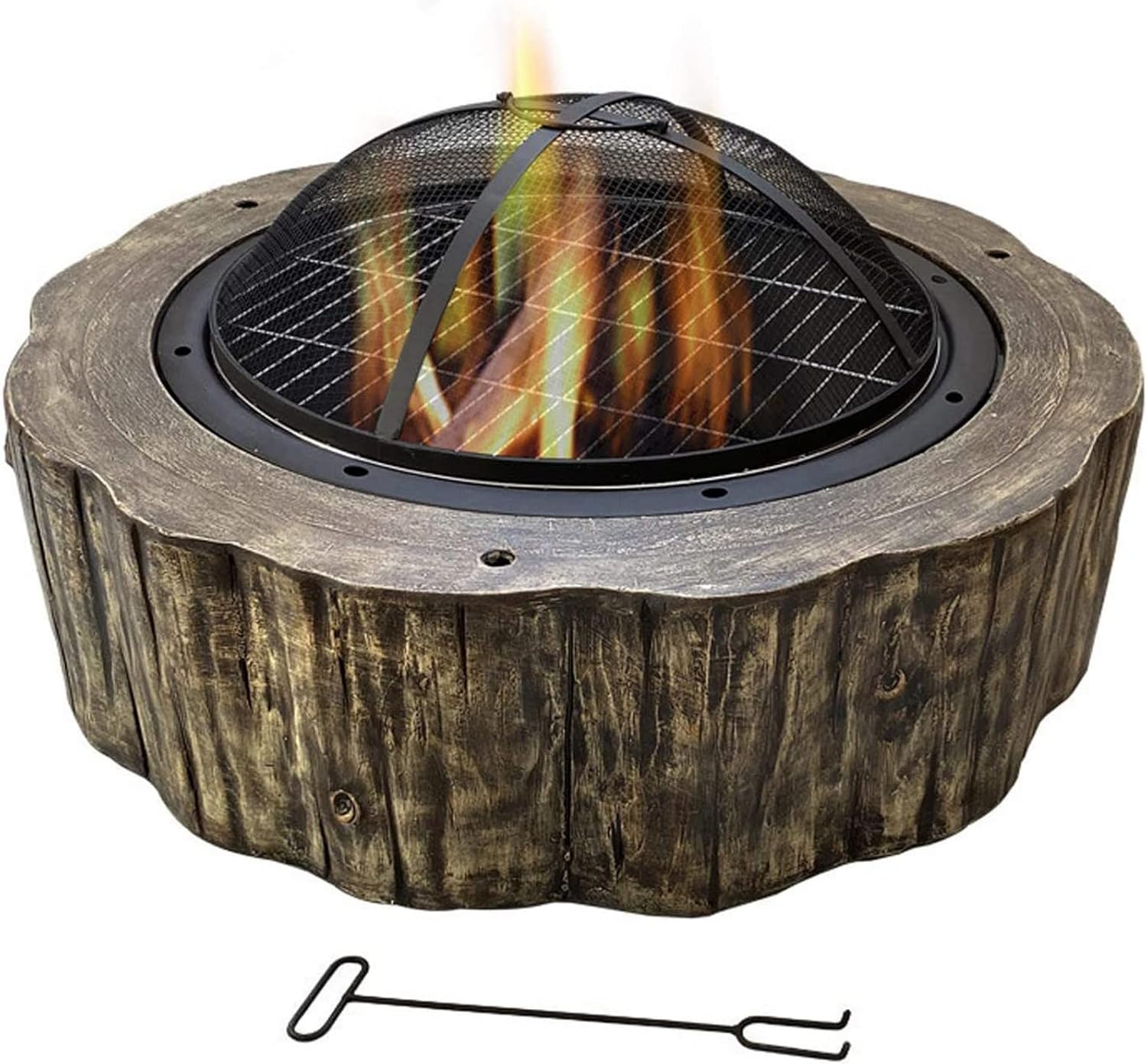 Garden Fire Pit Grill Bowl Grill Barbecue Rack Fire Pits Bowls,for Garden Wood Burning BBQ with Grill and Lid Cast Iron Outdoor Firepit for Log Burning for Patio Camping Waterproof 80cm