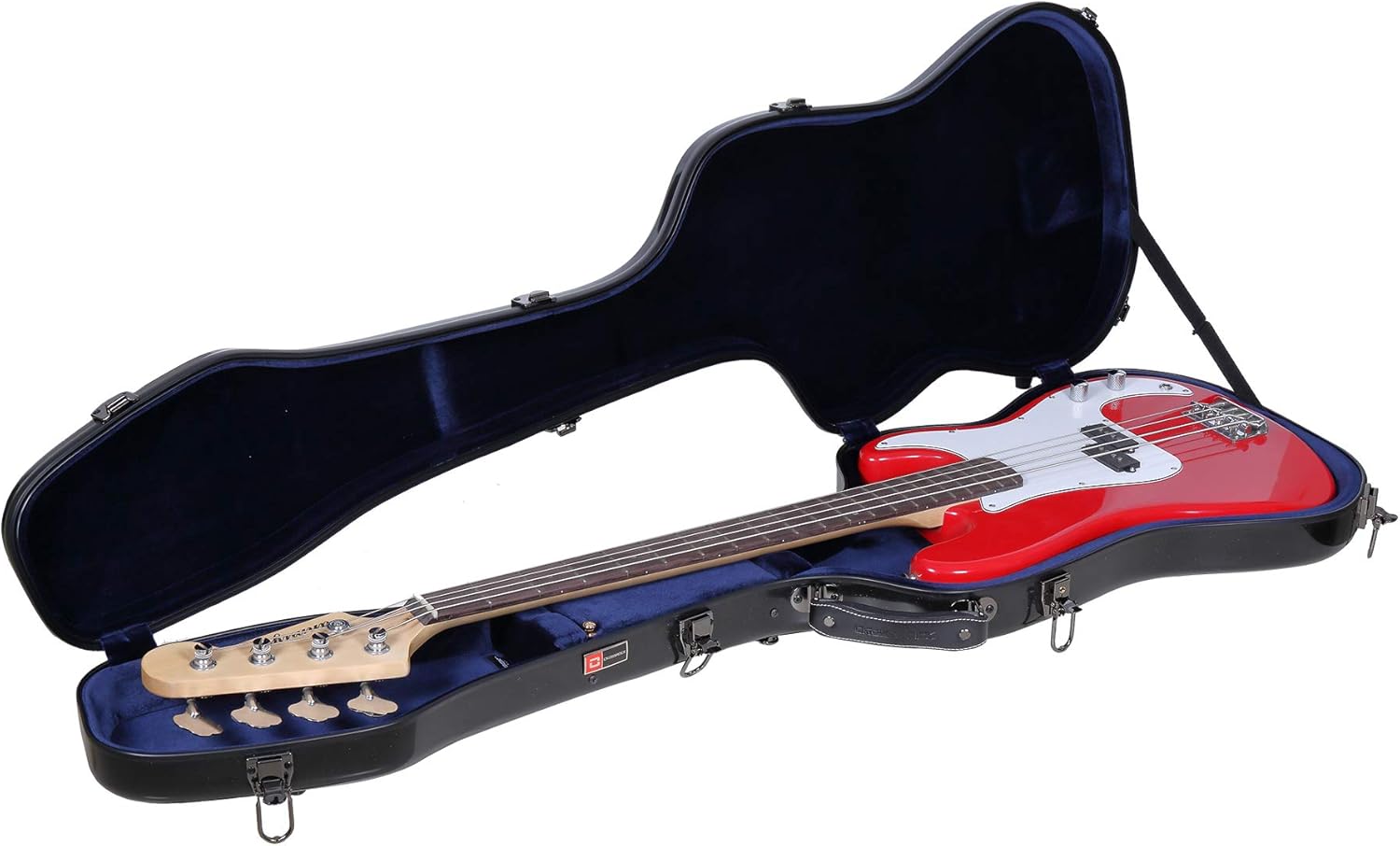 Crossrock Deluxe Fiberglass Case for Precision Bass Style Guitars with TSA Lock-Black (CRF2020PBBK)