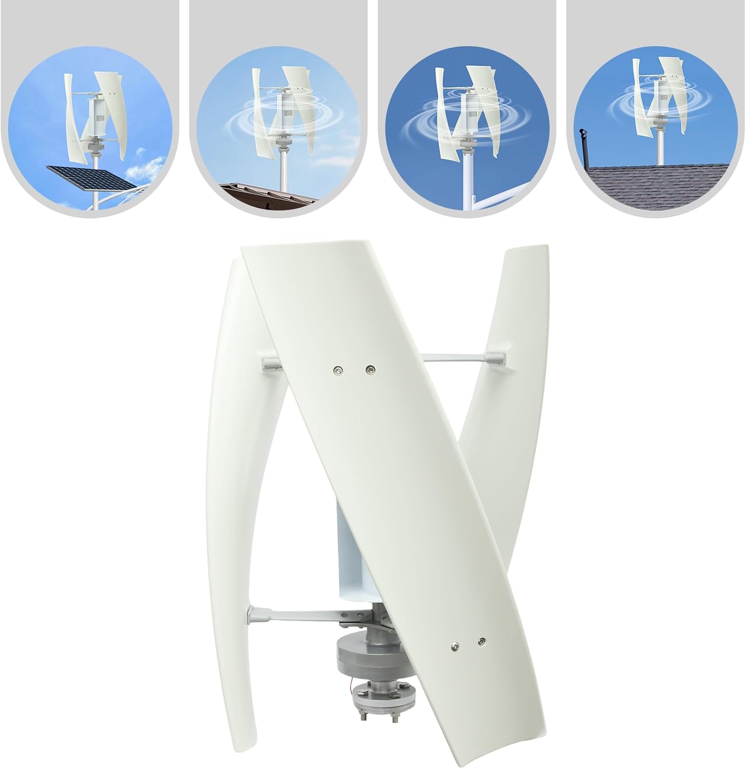 500W Vertical Wind Turbine, Generate Electricity Generator Kit, Winds Alternators with Auxiliary Wind Wheel, for Boats, Gazebos, Cabins, Mobile Homes