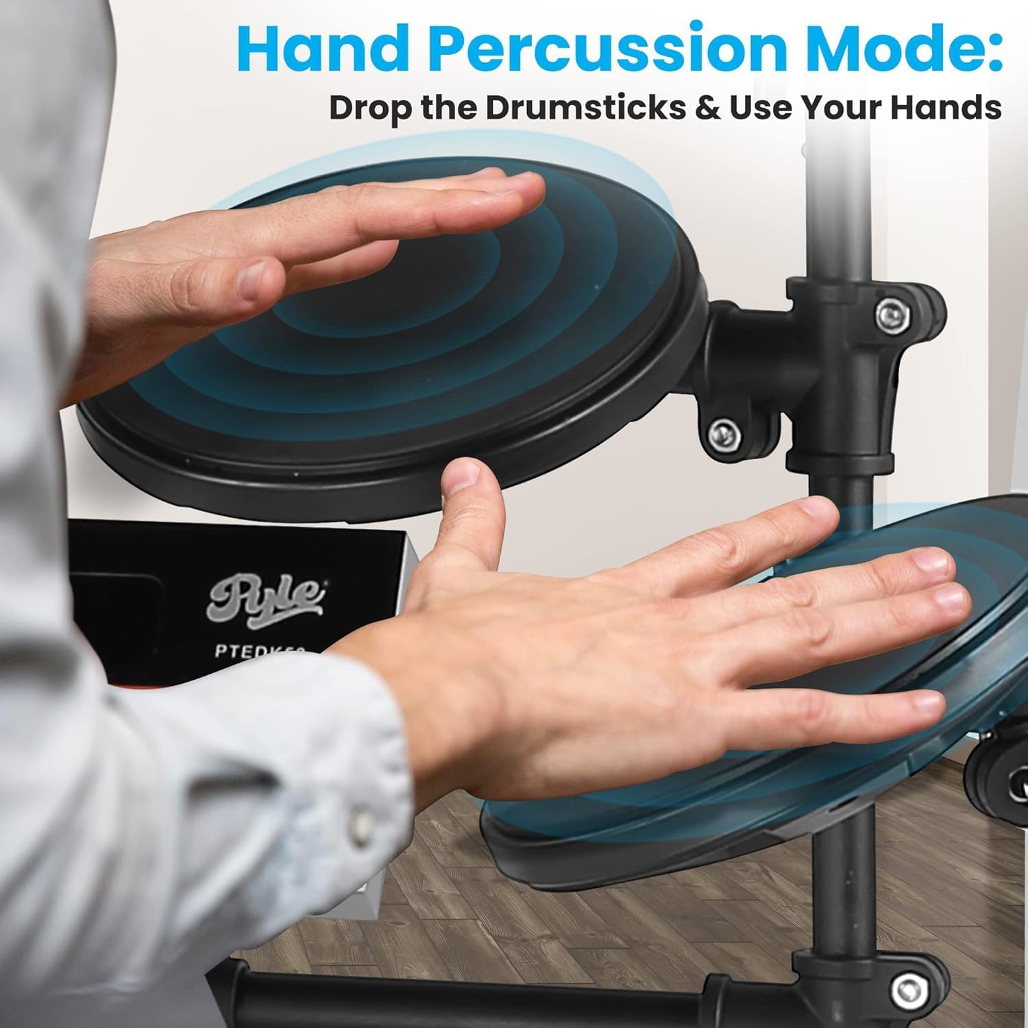 Pyle Electronic Drum Set-Portable Powerful Kit w Machine for Beginners Touch Sensitive Drum Pads, MIDI Computer Connection, Quick Setup Roll-Up Design (Mac & PC Compatible) (PTEDK50)