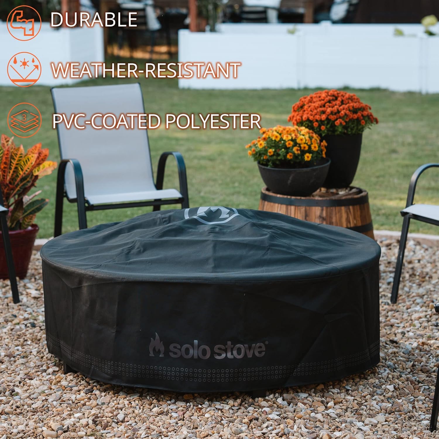 Solo Stove Surround Shelter Small | Protective Cover for Fire Pit Surround Table, Weather-Resistant, Solution Dyed Acrylic/PVC Backing/Aluminum Support Stays, Dims (HxDia): 20.8 x 42.5 in, Black
