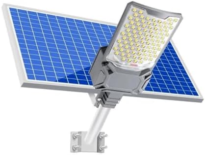 320° Wide Angle Solar Street Light with Remote Control - High-Efficiency Outdoor Floodlight for Parking Lots, Yards, and Roads - Dusk to Dawn Auto Mode, Easy Lamp Pole Installation
