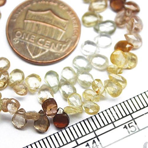 13 inch natural beads strand of 6mm faceted drop multi zircon gemstone briolletes beads for DIY jewelry - necklace, bracelet, earring, ring.
