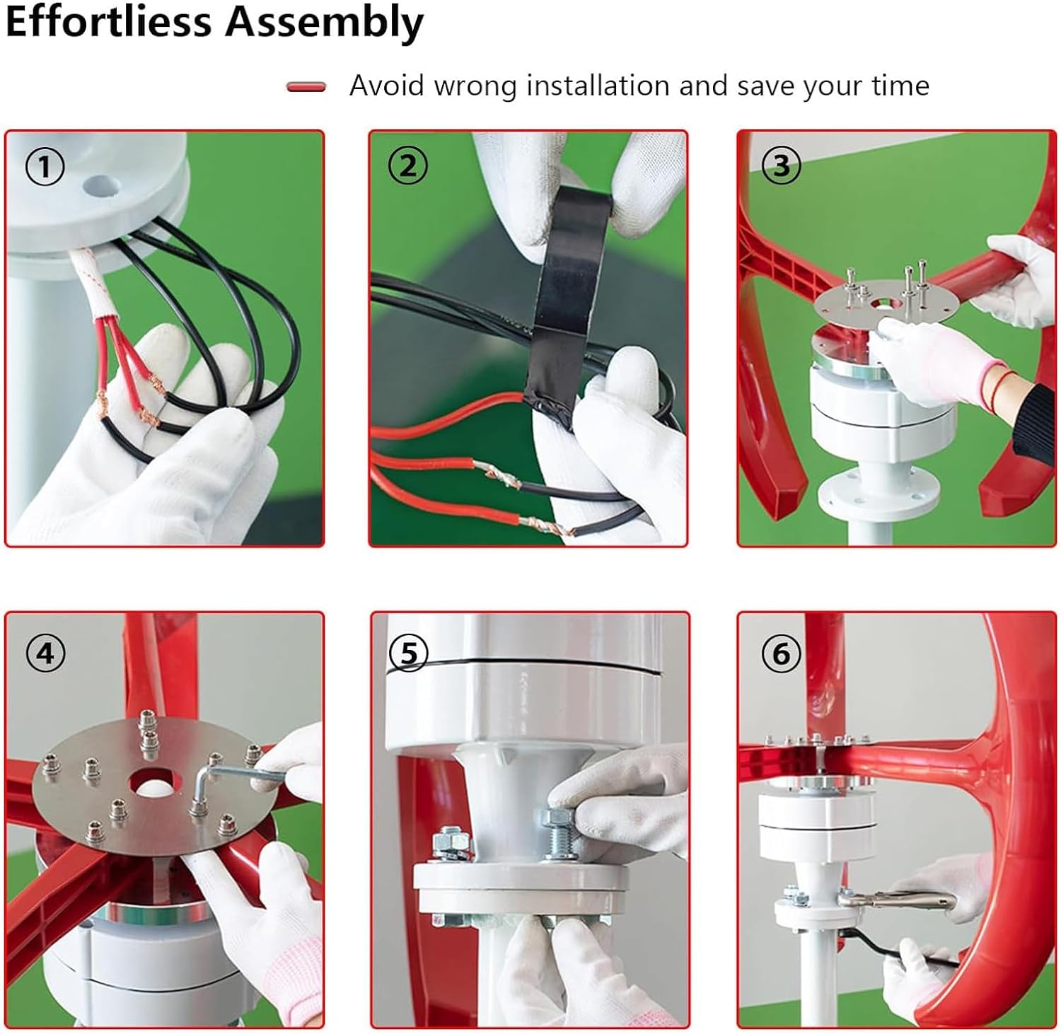 12000W Vertical Wind Turbine Kit, 5-Blade Wind Generator, 3-Phase AC Permanent Magnet, with Controller for Hybrid Wind Solar System (White, 220V)