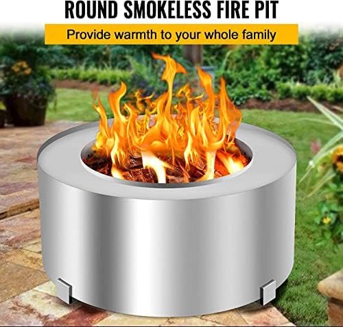 Smokeless Fire Pit Outdoor Wood Burning Portable Firepit Stainless Steel with Stand Cover for Backyard Patio Garden Picnic Camping Bonfire,28.5 Inch