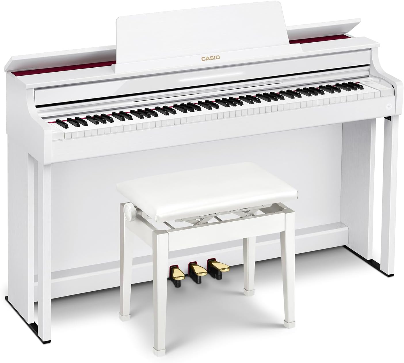 Casio AP-550 CELVIANO 88-Key Digital Piano - White Bundle with Adjustable Bench, Headphones, Piano Book, Online Lessons, Austin Bazaar Instructional DVD, and Polishing Cloth
