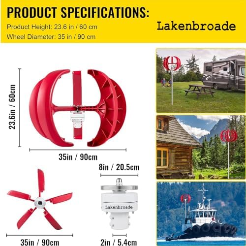 High-Efficiency 15000W/20000W Vertical Wind Turbine Generator Kit - 5-Blade Lantern Style, 12V/24V/48V Renewable Energy Solution for Home & Off-Grid Power Systems