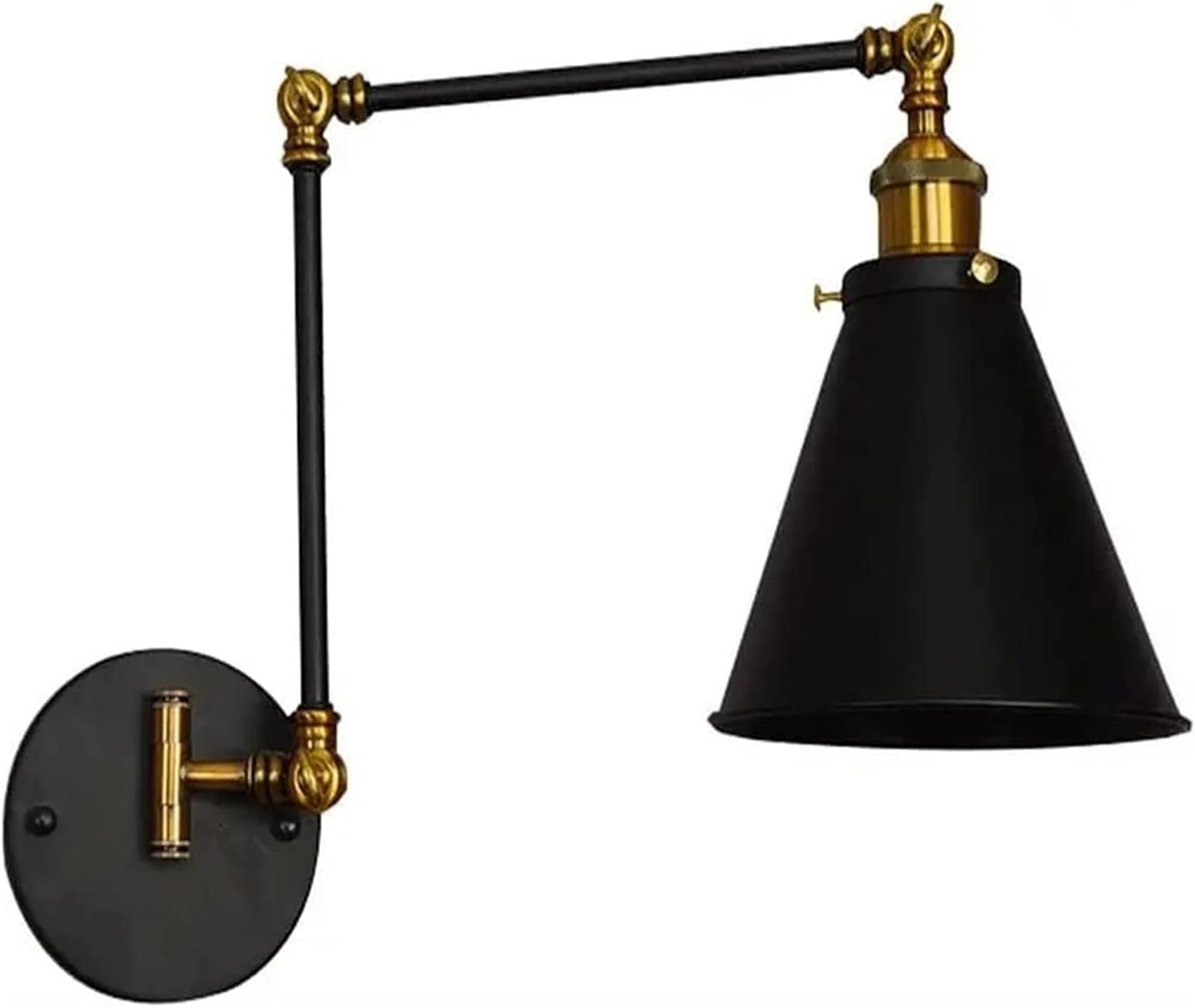 Swing Arm Wall Sconce Vintage Industrial Black Wall Mount Light Adjustable Farmhouse Lighting Fixture E27 Wall Sconces for Bedroom Living Room Study Office