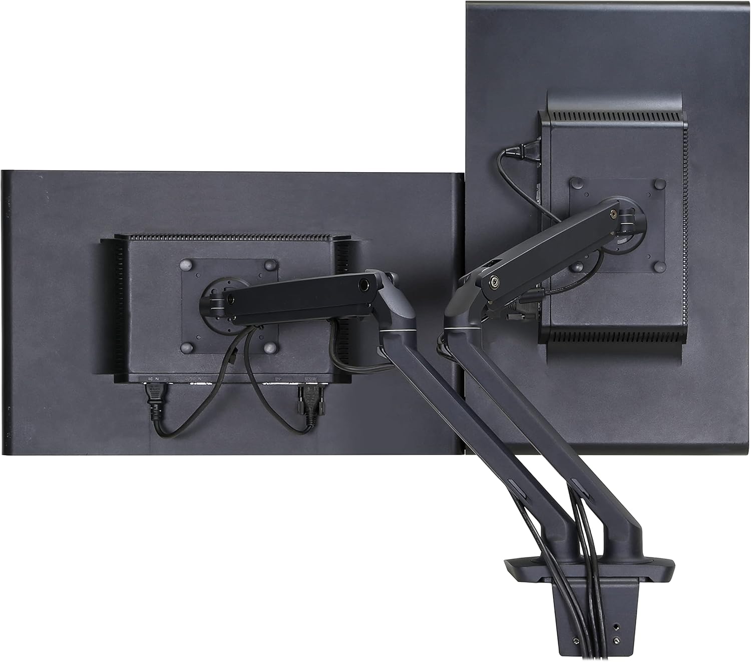 Ergotron – MXV Dual Monitor Arm, VESA Desk Mount – for 2 Monitors Up to 24 Inches, 7 to 20 lbs Each – Matte Black