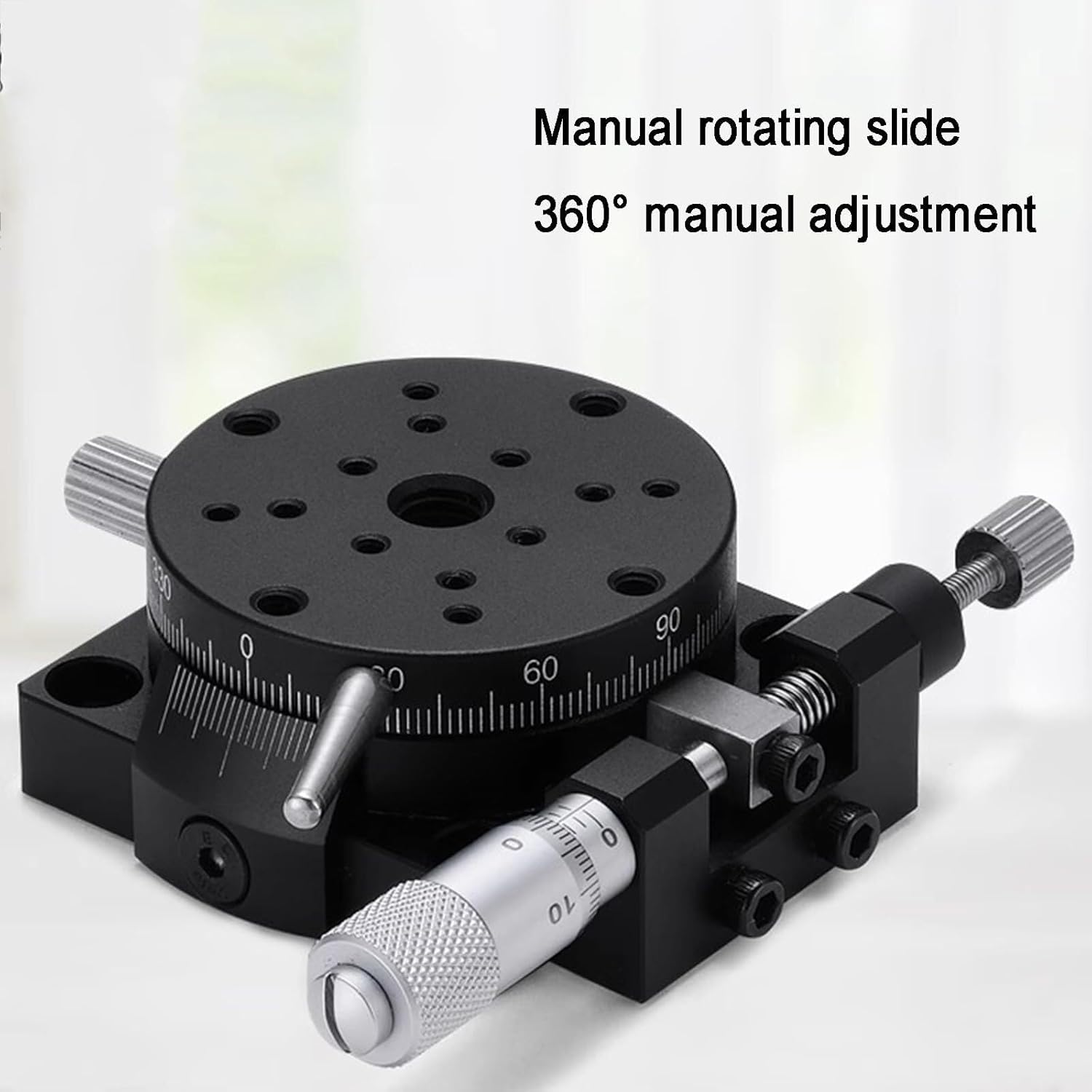 Manual Rotation Stage, R Axes Trim Station, 360° FineTuning Optical Sliding Table, R Axes Rotating Linear Displacement Platform, with Micrometer, for Production Machinery(60mm)